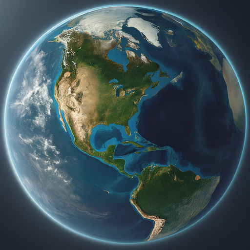 Depiction of the earth with North Amerca in the center